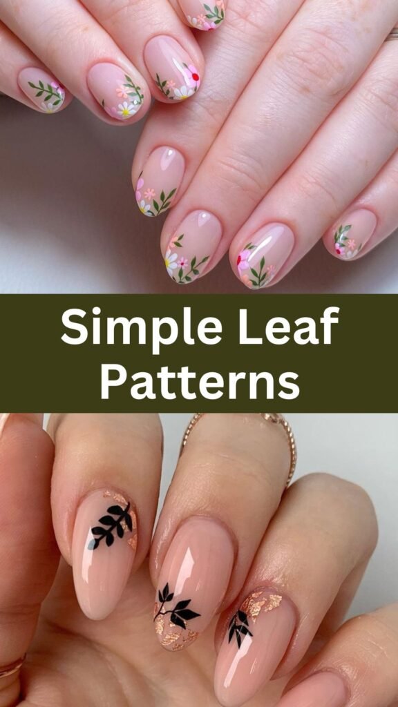 simple-leaf-patterns-Pretty-Natural-Nail-Art-Designs-for-you-nailstrends.com