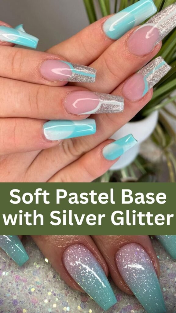 soft-pastel-base-with-silver-glitter-bridal-nail-with-glitter-nailstrends.com