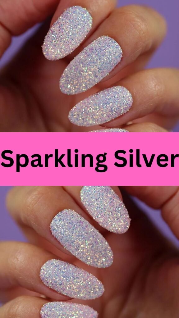 sparkling-silver-Nail-Ideas-to-Slay-with-your-Black-Dress-nailstrends.com