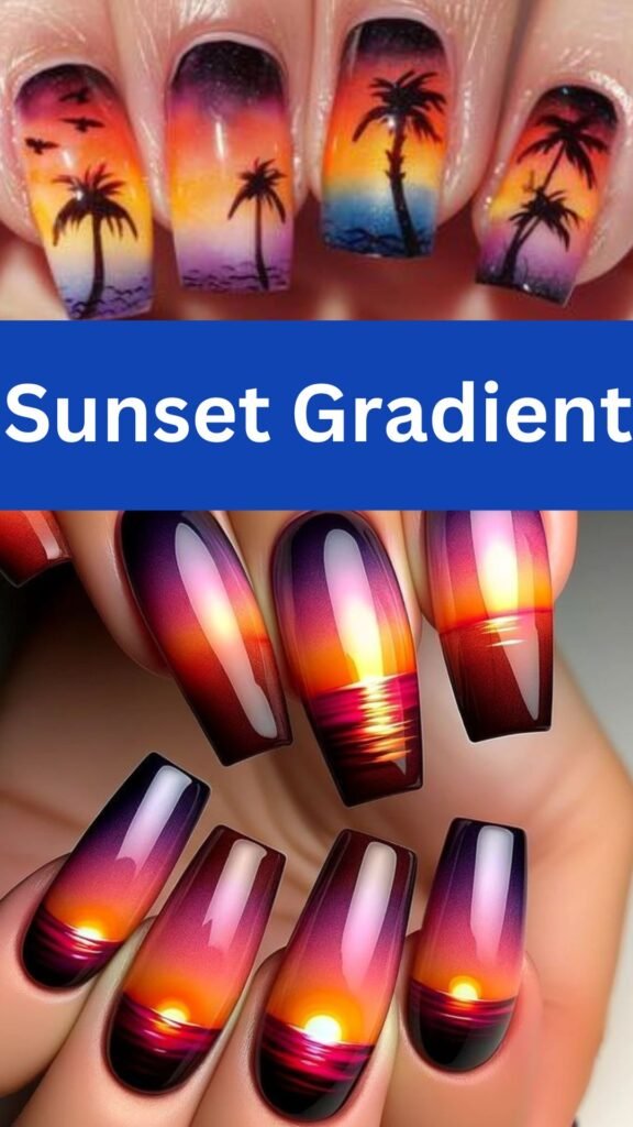 sunset-gradient-Vibrant-Nail-Art-Designs-for-Beach-Vacation-nailstrends.com