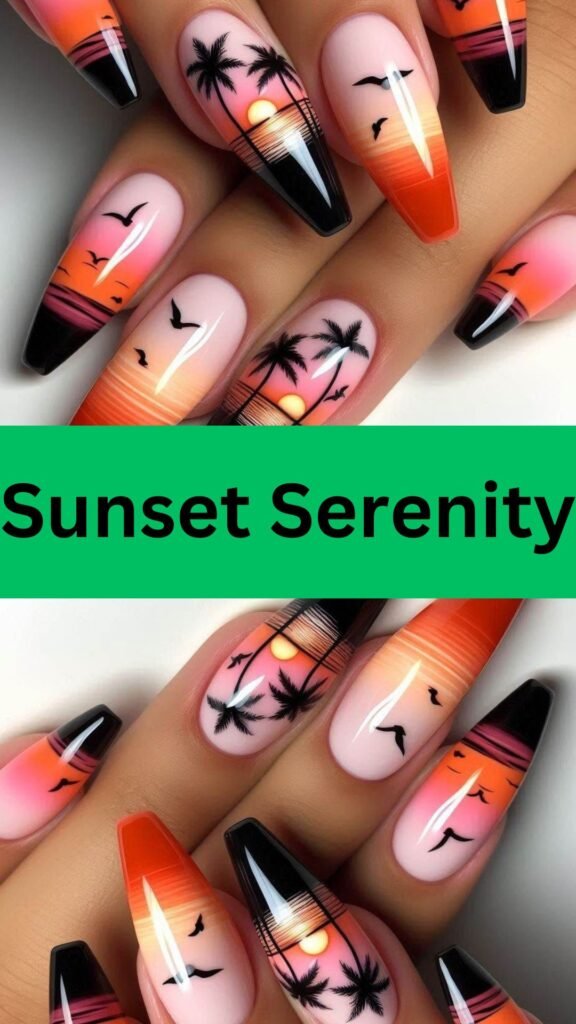 sunset-serenity-fall-coffin-nail-art-designs-nailstrends.com