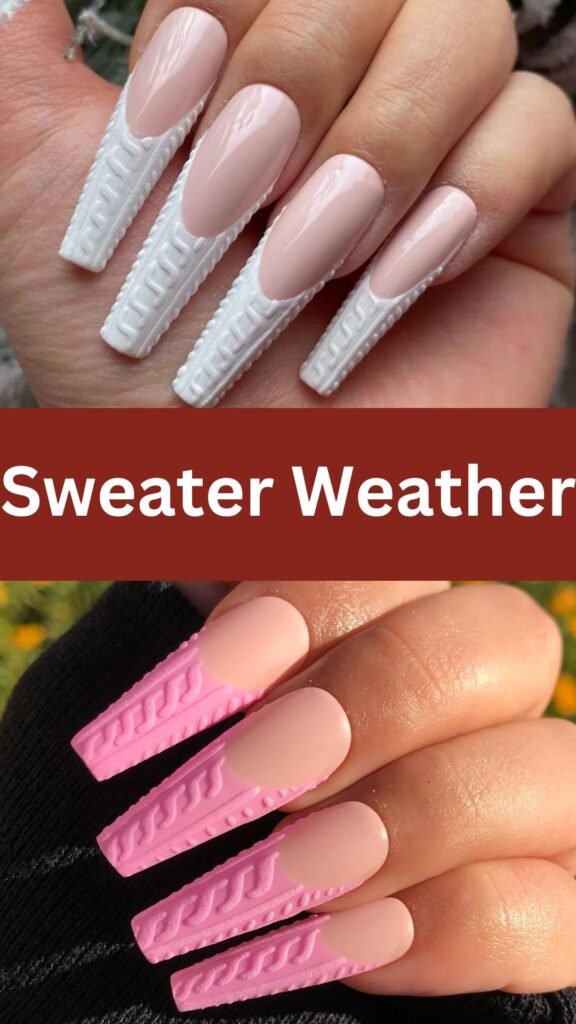 sweater-weather-fall-coffin-nail-art-designs-nailstrends.com