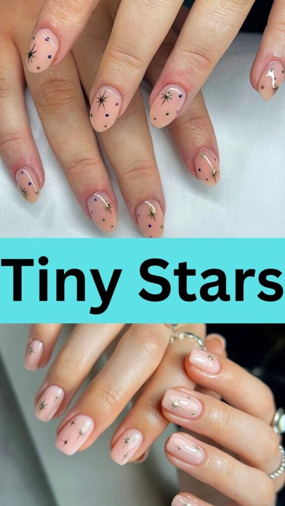 tiny-stars-Pretty-Natural-Nail-Art-Designs-for-you-nailstrends.com