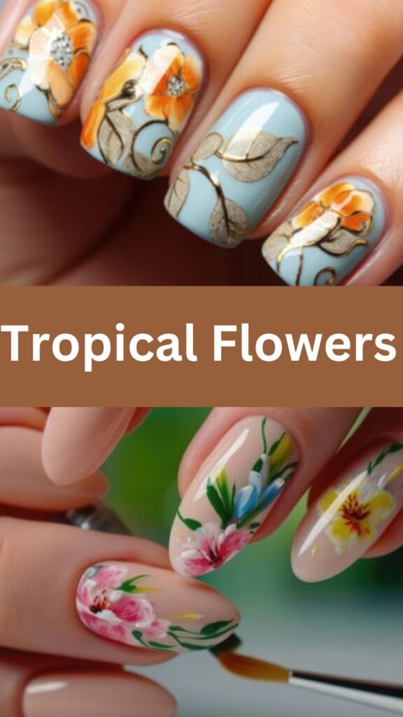 tropical-flowers-Vibrant-Nail-Art-Designs-for-Beach-Vacation-nailstrends.com