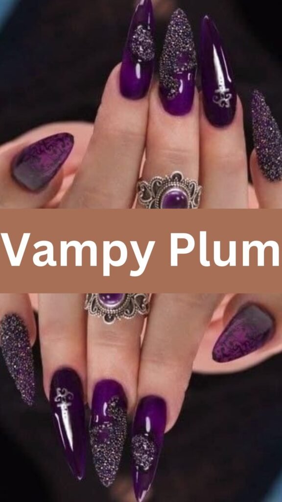 vampy-plum-Nail-Ideas-to-Slay-with-your-Black-Dress-nailstrends.com