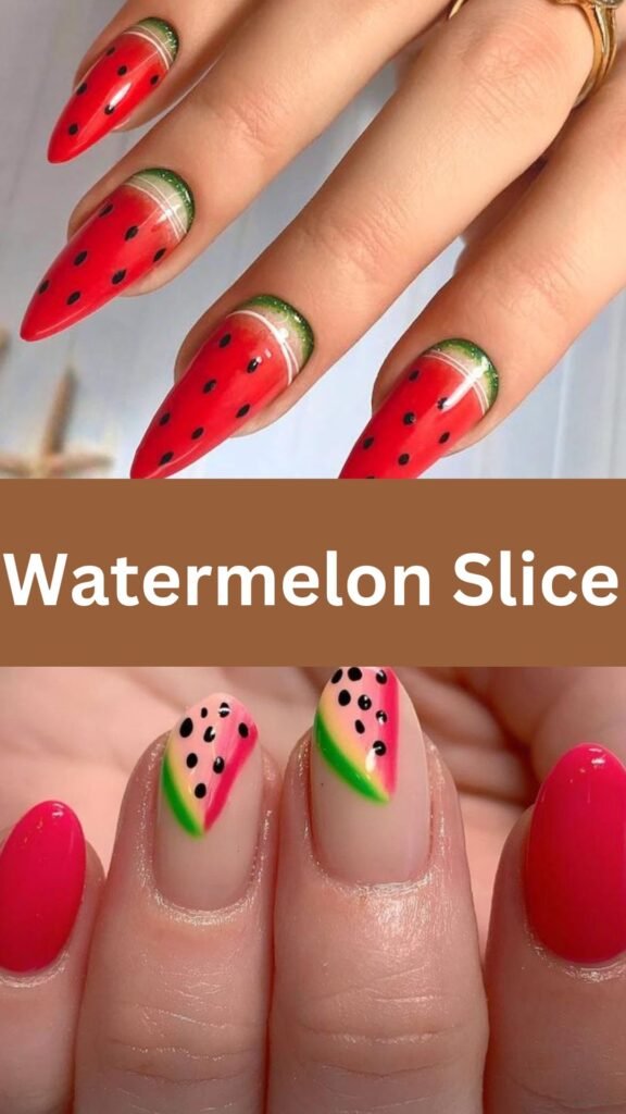 watermelon-slice-Vibrant-Nail-Art-Designs-for-Beach-Vacation-nailstrends.com